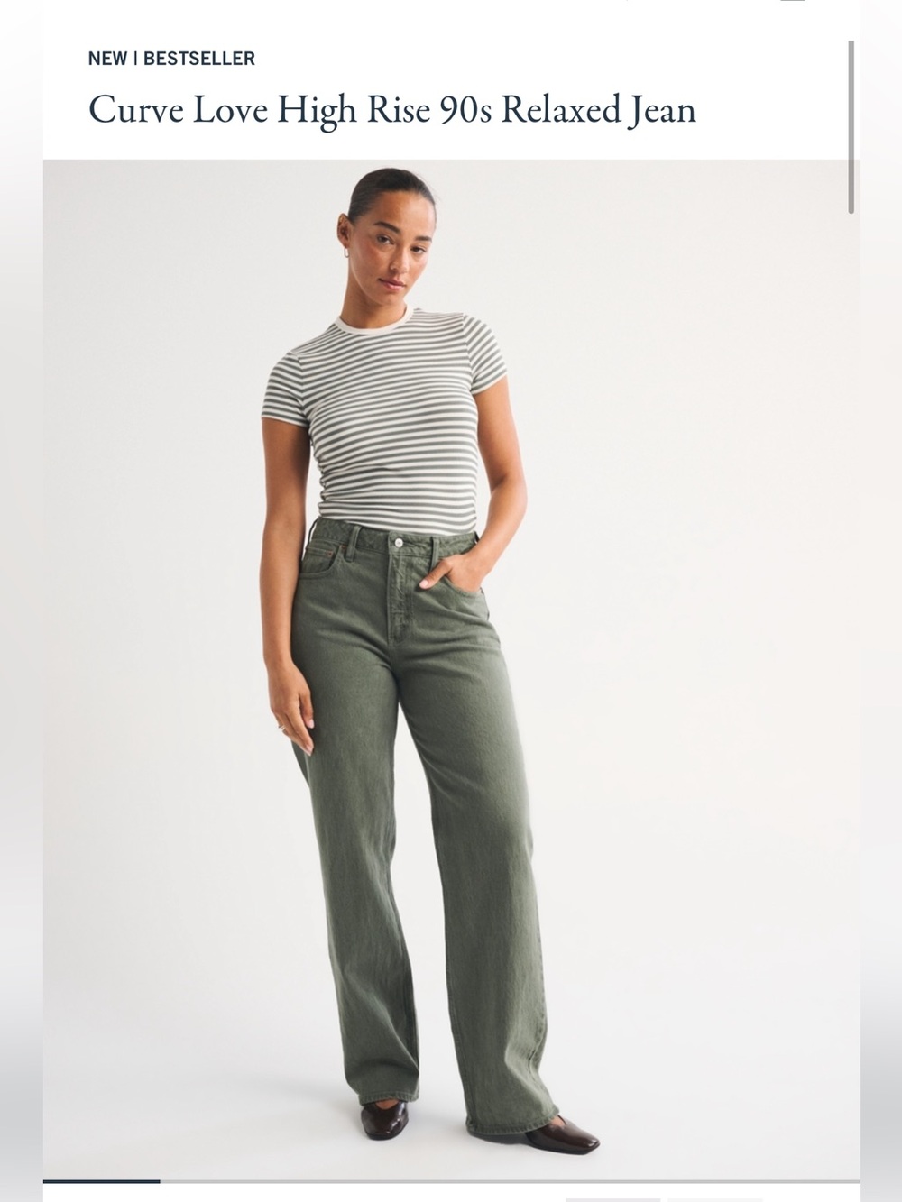 Abercrombie & Fitch Curve Love High-Rise 90s Relaxed Jeans - Olive Green